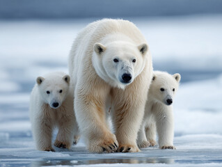 Polar bear (Ursus maritimus) on the pack ice north of Spitsbergen Island, Svalbard, Norway