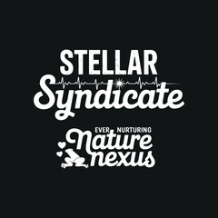 Fototapeta premium Stellar Syndicate Nature Nexus t-shirt design with eco-friendly frog illustration and heartbeat line