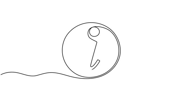 Video. Information symbol with one continuous line. One editable help desk line. Information line icon. Help desk icon, help .Animation on white background 4K.