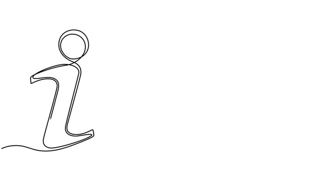 Video. Information symbol with one continuous line. One editable help desk line. Information line icon. Help desk icon, help .Animation on white background 4K.