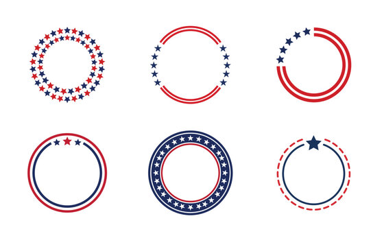 American Patriotic Star Circle Frame Set