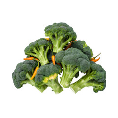 Fresh Broccoli Florets and Spicy Chili Peppers Pile