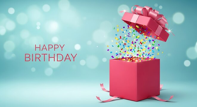 Celebrate with joyous confetti from a birthday gift box