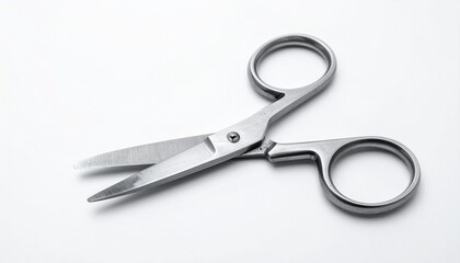 Professional stainless steel scissors on white background