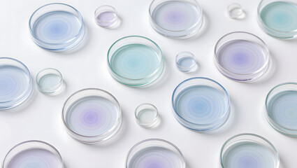 Empty petri dishes laboratory science background