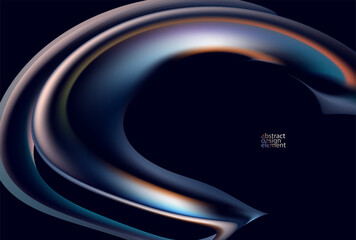 Abstract vector background of glass iridescent shape. Liquid glass wallpaper.