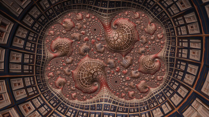 Obraz premium Fractal Design With Spirals and Structures Creating an Abstract Visual Landscape Over Time