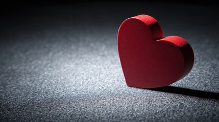 Fototapeta premium Abstract crimson heart with textured shadows, expressing love and emotional intensity through dramatic lighting. self-care concepts.