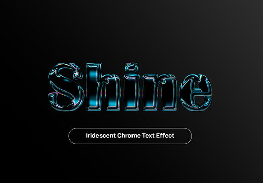 Black Metallic Iridescent Chrome Text Effect