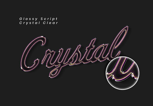 Black Purple Glossy Script Crystal Clear Text Effect