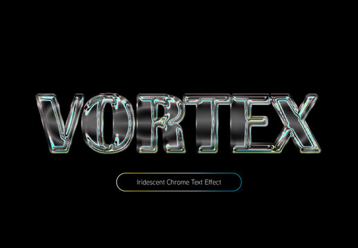 Silver Metallic Iridescent Chrome Text Effect