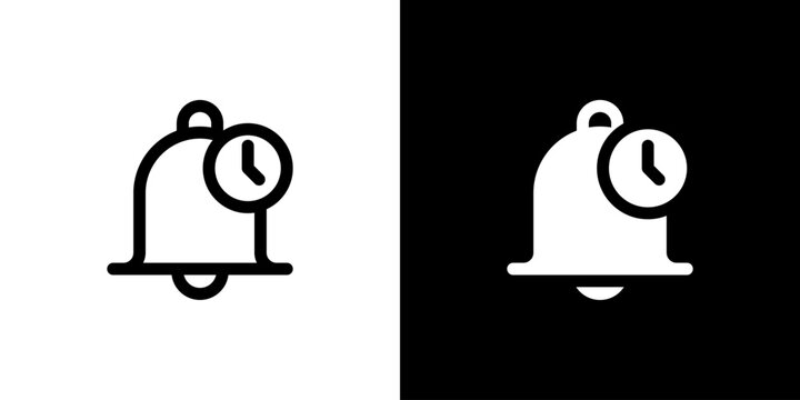 Alarm icon concept with flat Black White Background. Vector illustration.