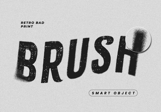 Black Noisy Ink Brush Retro Bad Print Text Effect