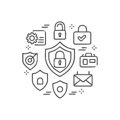 Secure online security icons for business and data protection