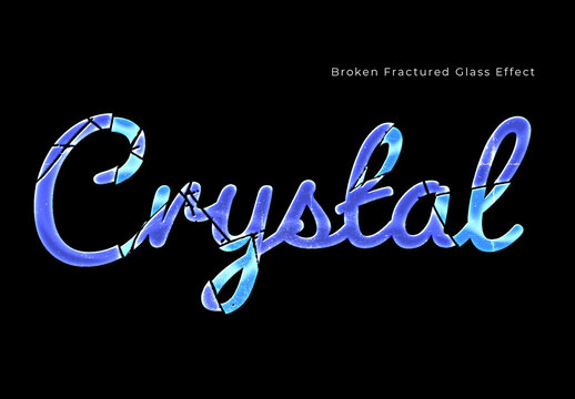 Blue Broken Fractured Glass Text Effect
