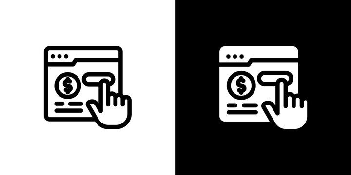 Pay Per Click icon concept with flat Black White Background. Vector illustration.