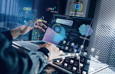 AI Agent,Agentic AI,Smart Autonomous systems concepts ideas,Technology development o