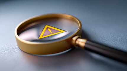 Magnifying glass highlighting warning triangle symbol