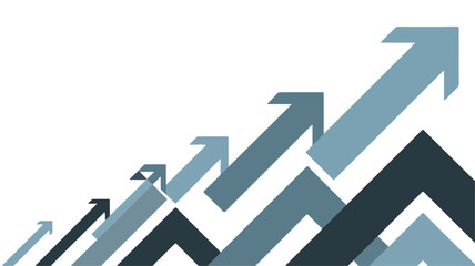 Upward Trending Arrows In Varying Shades Of Blue And Gray growth progress