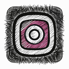 Dynamic camera icon with creative scribble design