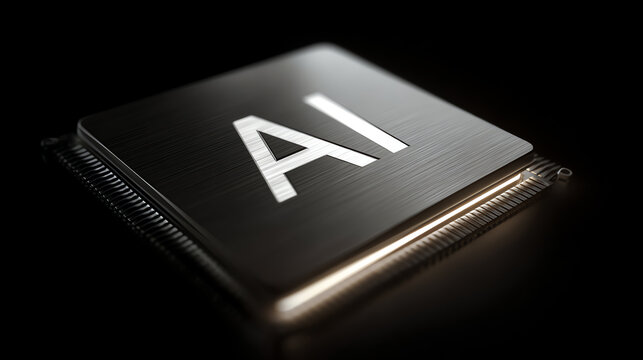 Close-up view of an AI processor chip against a dark background, symbolizing advancements in artificial intelligence.
