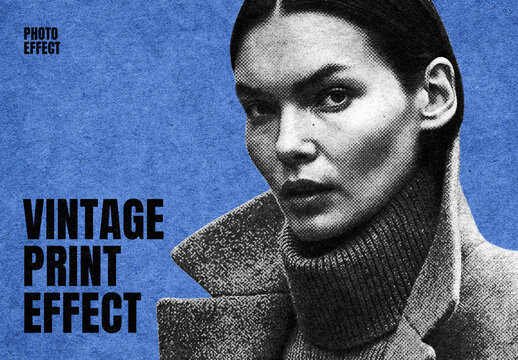 Vintage Halftone Photo Effect Mockup