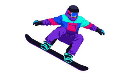 Obraz premium Colorful snowboarder in action with dynamic winter sports vibes