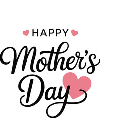 Happy Mothers day vector greeting card on white background. Hand drawn lettering as celebration badge, tag, icon. Text card invitation, template.
