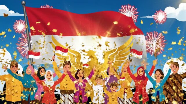 Celebration of National Day with Flag and Festive Atmosphere