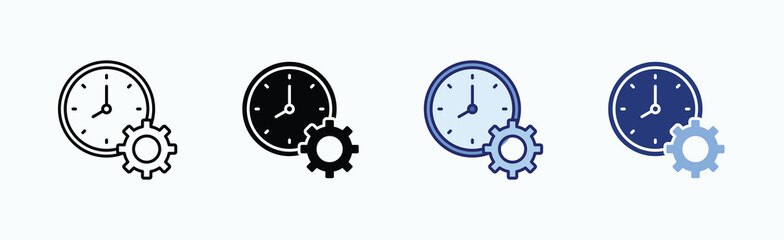 Clock Icon Sheet Multiple Style Collection Isolated Vector