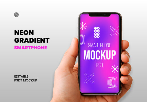 Hand Holding Mobile Smartphone Mockup 