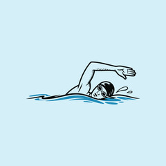 line illustration of a swimmer