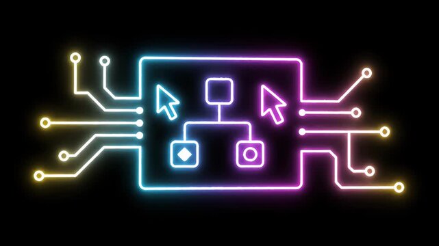 Neon Circuitry Neon Frame Technology Visualization.