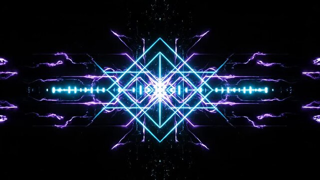 Neon Audio Waveform Visuals Streaming Through Darkness.