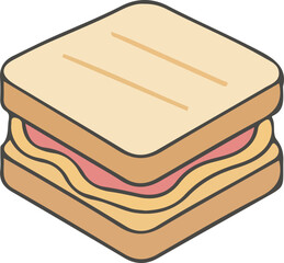 Isometric Sandwich Food Illustration