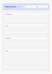 Purple and White Minimalist Simple Daily Notes A4 Document Paper printable