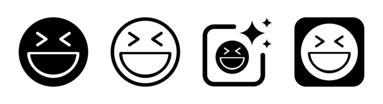 LOL emoji icon expressing joy laughter and ironic amusement in black vector illustration with transparent background