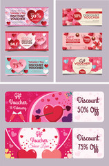 Fototapeta premium Valentines Day Discount Voucher Banner