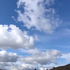 Obraz premium Blue Sky with White Cumulus Clouds.