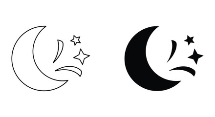 Obraz premium Moon and Stars Icon Set - Simple Design Elements