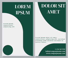 Modern Green Business Card Template with Curved Shape, Front and Back