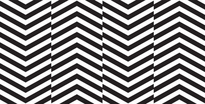 Seamless geometric chevron pattern. Abstract black and white zigzag background. Modern vector line texture.
