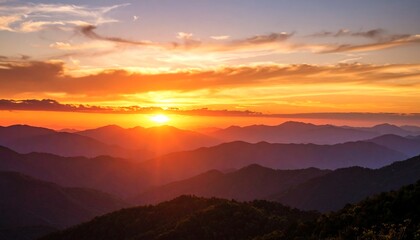 Breathtaking Mountain Sunset Landscape Scene.