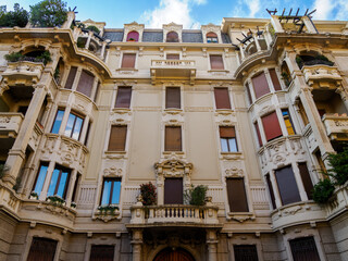 Residential buildings along via Lovanio in Milan, Italy