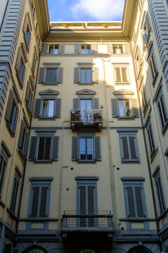 Residential buildings along via Porta Tenaglia in Milan, Italy