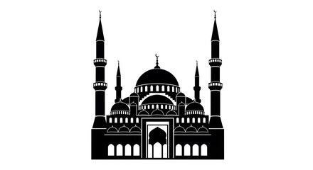 Fototapeta premium Mosque silhouette with minarets architecture.
