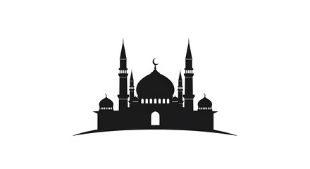 Fototapeta premium Black silhouette of a mosque architecture.