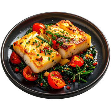 Delectable bacalhau com natas, a rich and comforting portuguese baked cod gratin, professionally isolated on a white background