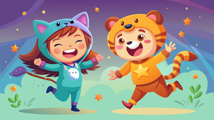 Fototapeta premium children playing with bubbles