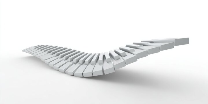 Abstract white piano keys in creative wave formation
